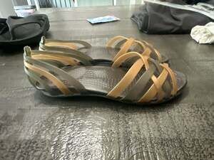 Crocs Isabella Huarache Flat Sandals Bronze Brown Women's Size 10